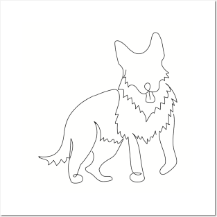 German Shepherd Dog Line Art Posters and Art